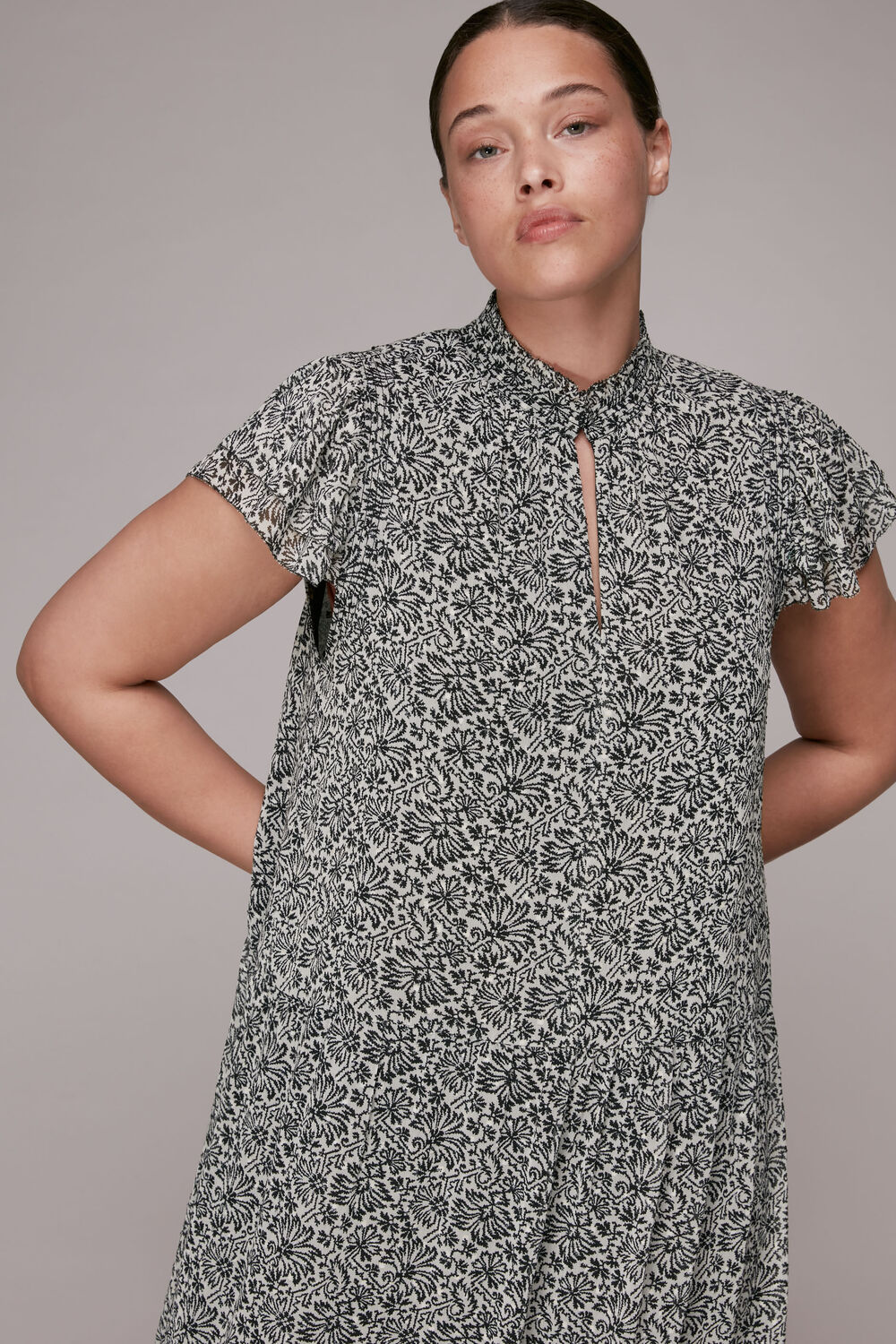 Black Indo Floral Print Tiered Dress