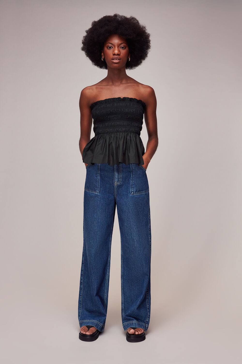 Shirred Tie Detail Top