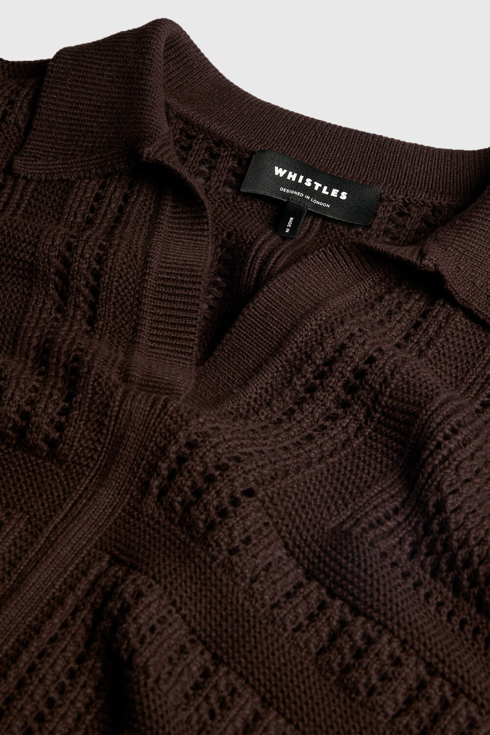 Chocolate Crochet Detail Cotton Polo