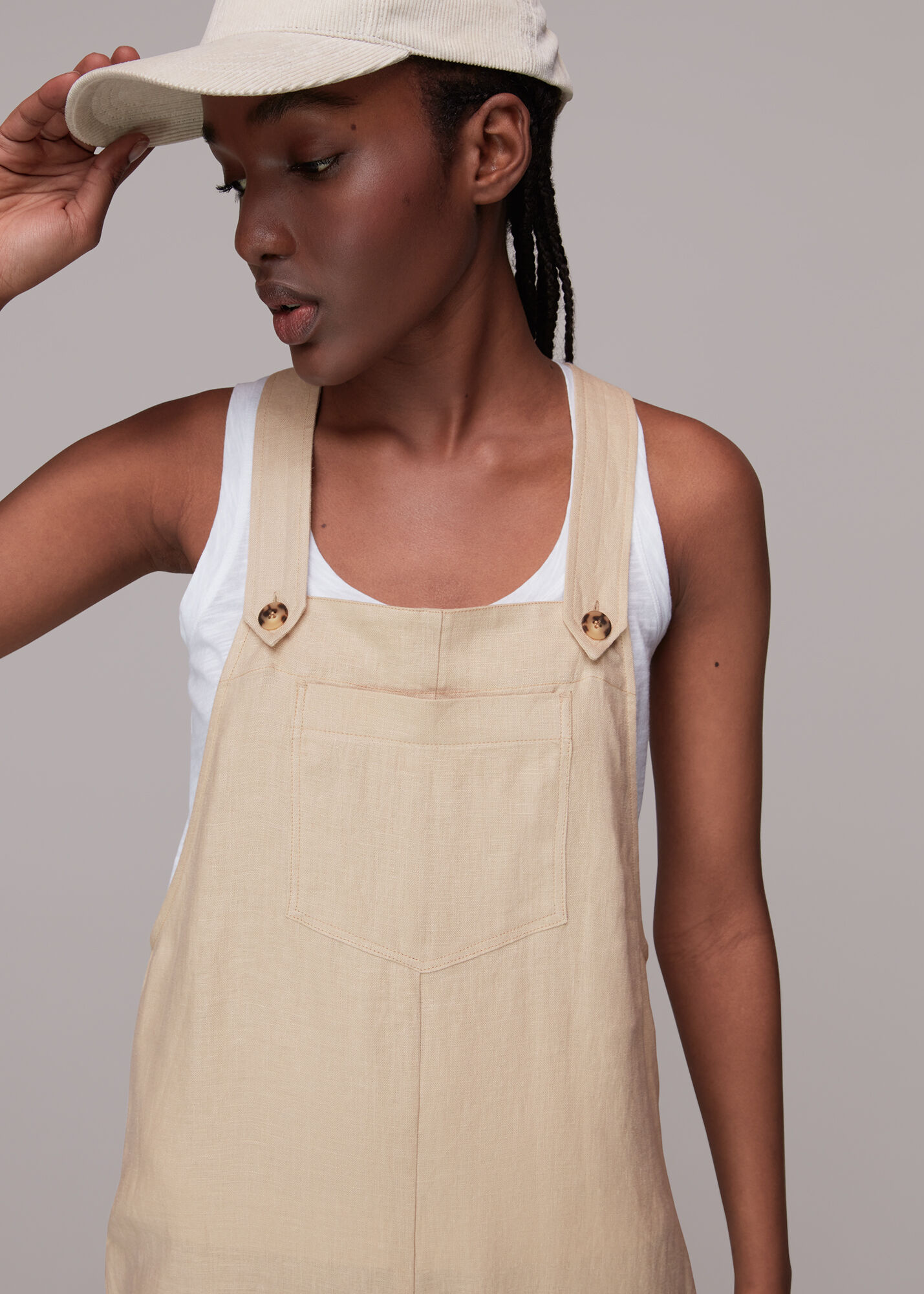 Stone Linen Rita Dungarees WHISTLES Whistles US