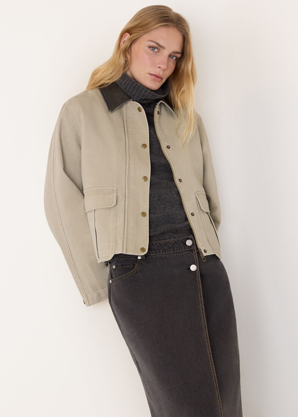 Casual Contrast Collar Jacket