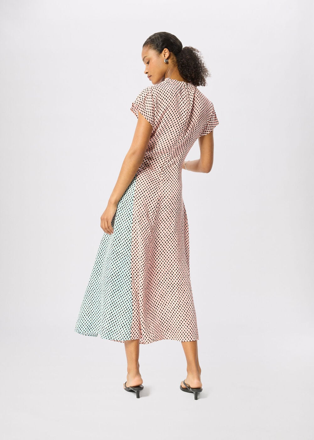 Graphic Check Cowl Neck Dress
