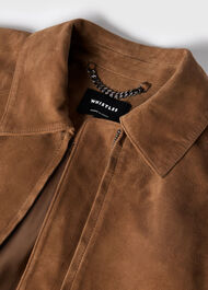 Gathered Suede Zip Jacket