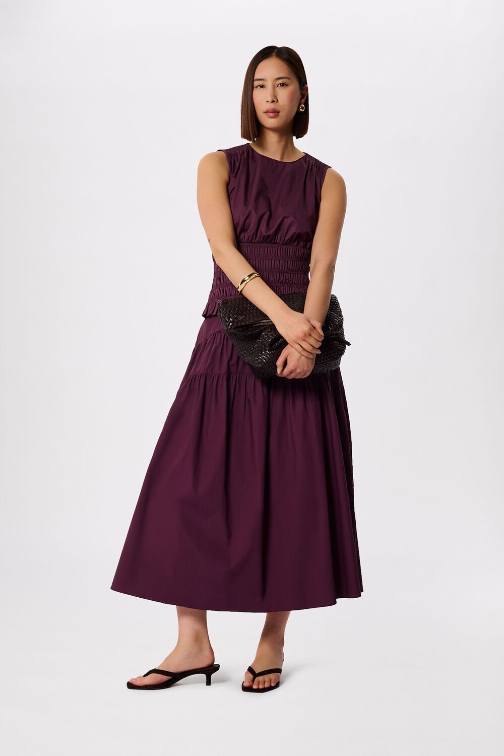 Plum Tier Hem Cotton Skirt