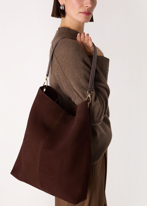 Chocolate Kamil Suede Tote Bag