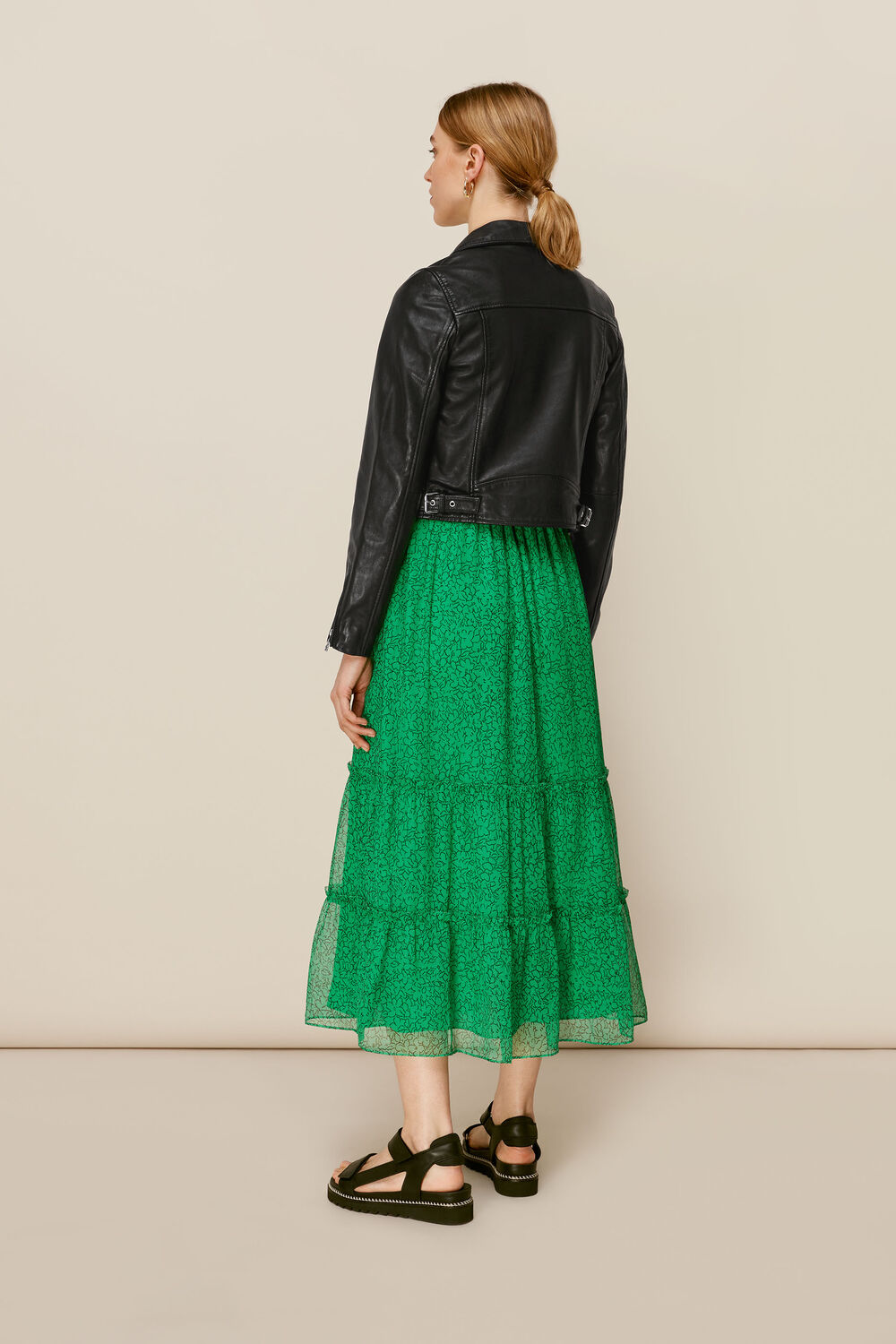 India Cropped Biker Jacket Black