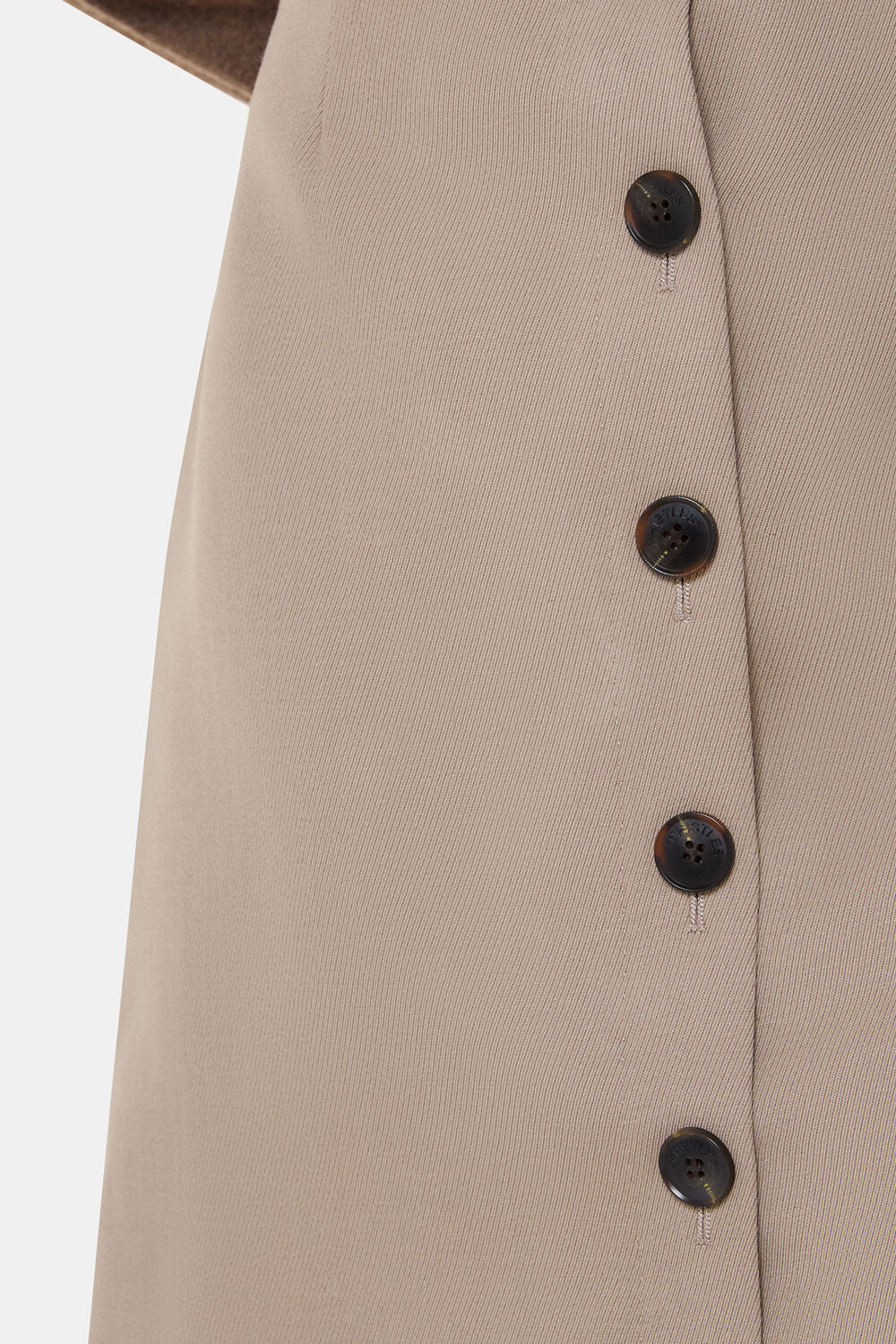 Neutral Button Front Wool Mini Skirt