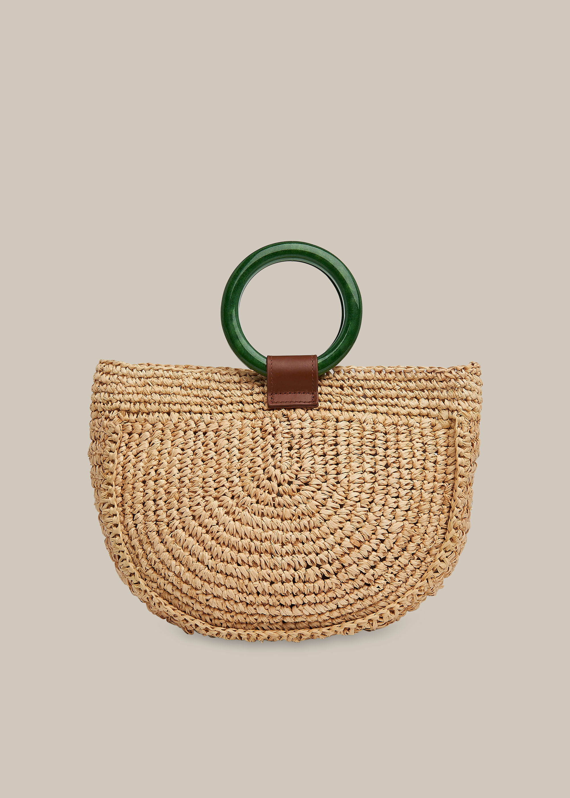 half moon straw tote