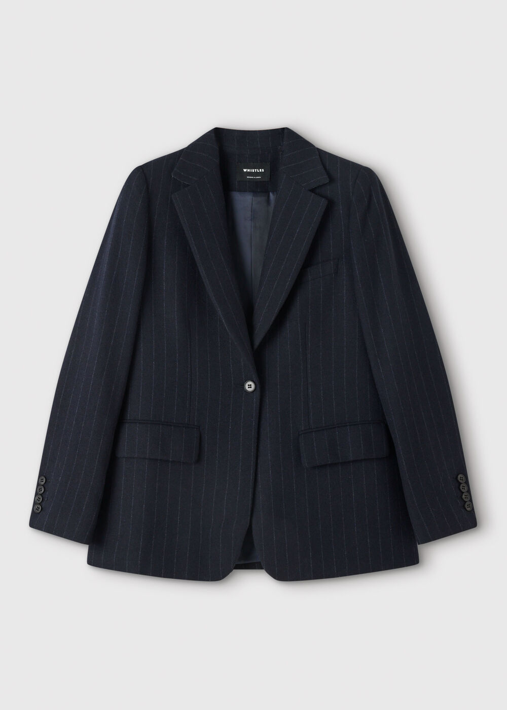 Pinstripe Wool Blend Blazer