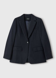 Pinstripe Wool Blend Blazer