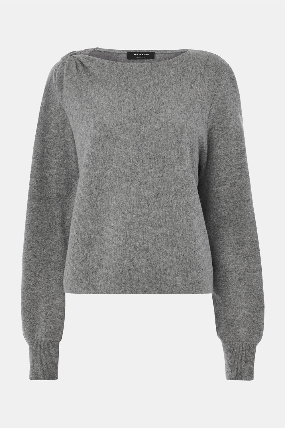 Grey Wool Twist Front Detail Knit