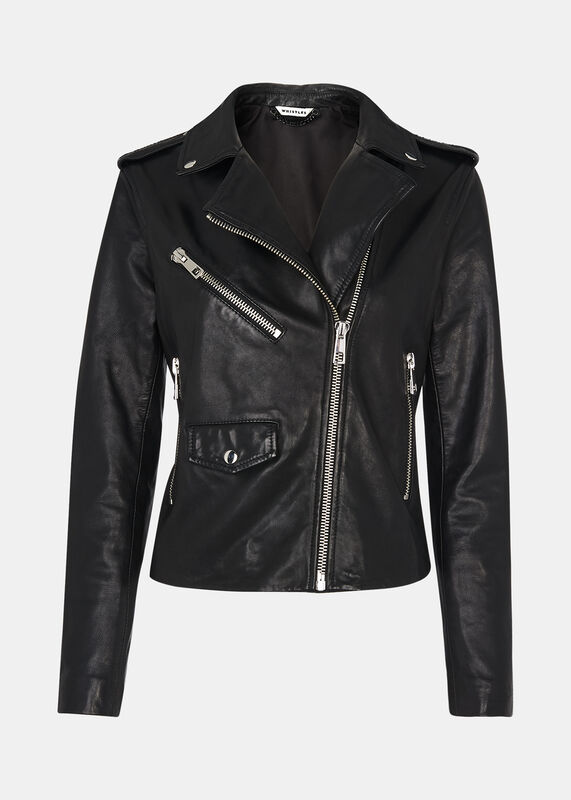 Black Agnes Pocket Leather Biker