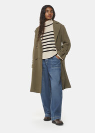 Petite Stripe Wool Roll Neck