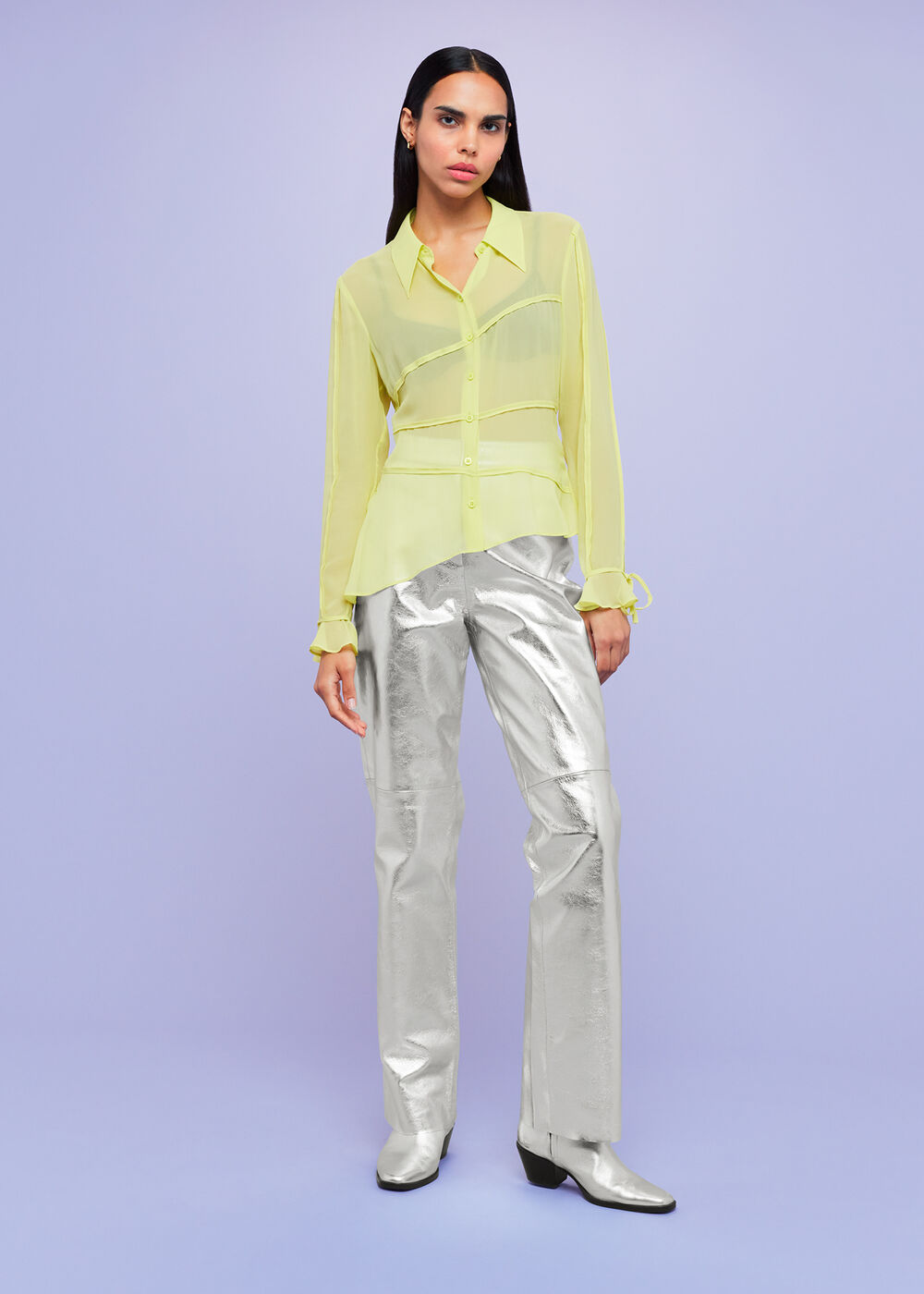 Fallon Seam Detail Silk Shirt