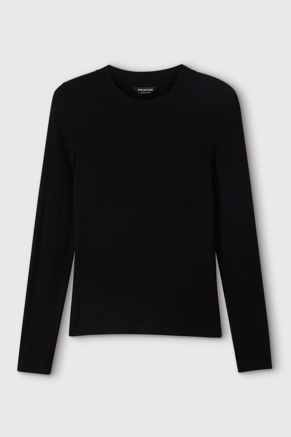 Black Essential Ribbed Crew