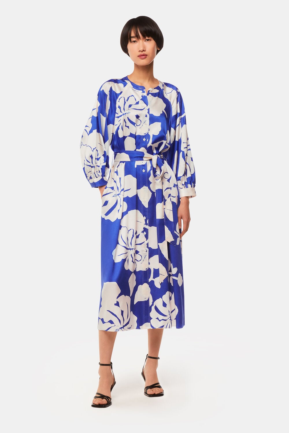Blue Hibiscus Print Mabel Dress