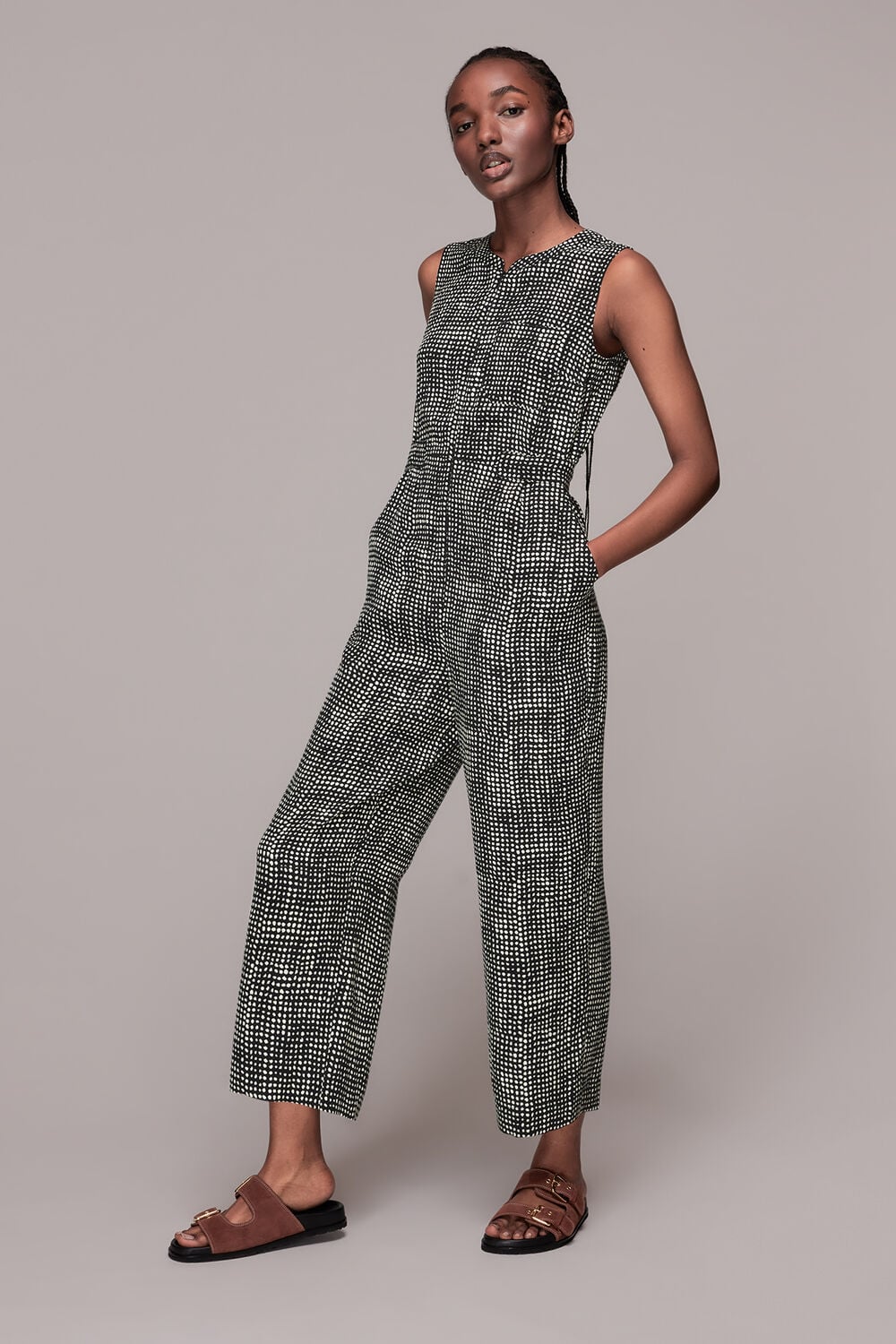 Black Josie Spotted Check Jumpsuit