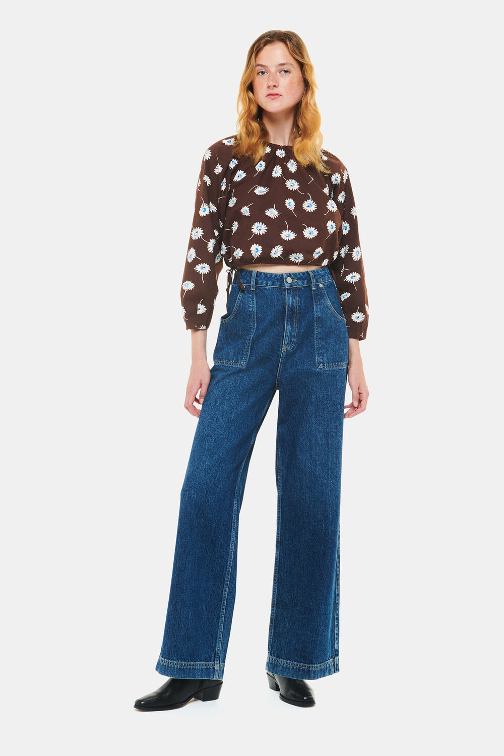 Watercolour Daisy Poplin Top