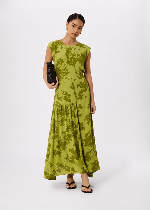 Green Petite Floral Asymmetric Dress