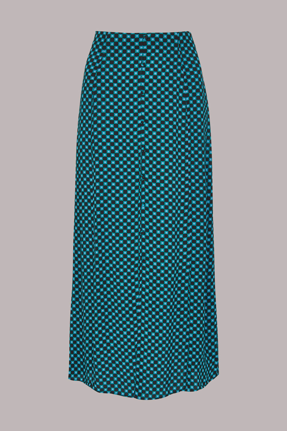 Multicolour Star Check Button Front Skirt