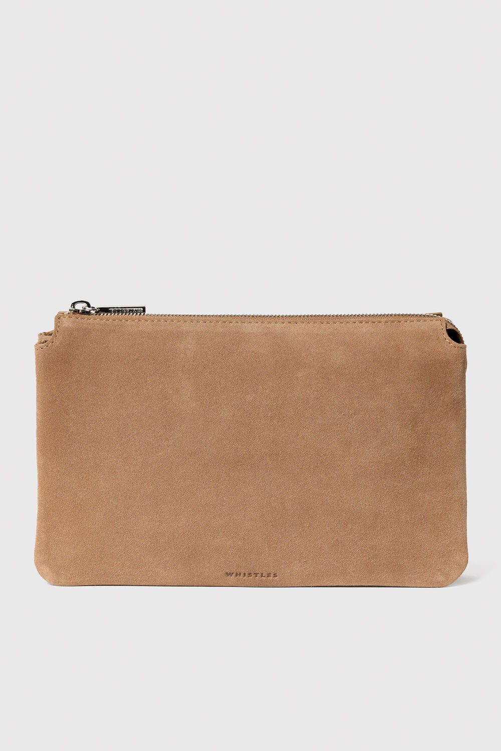 Taupe Elita Suede Pouch Clutch