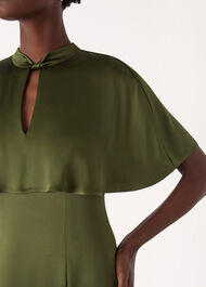 Cape Satin Midi Dress