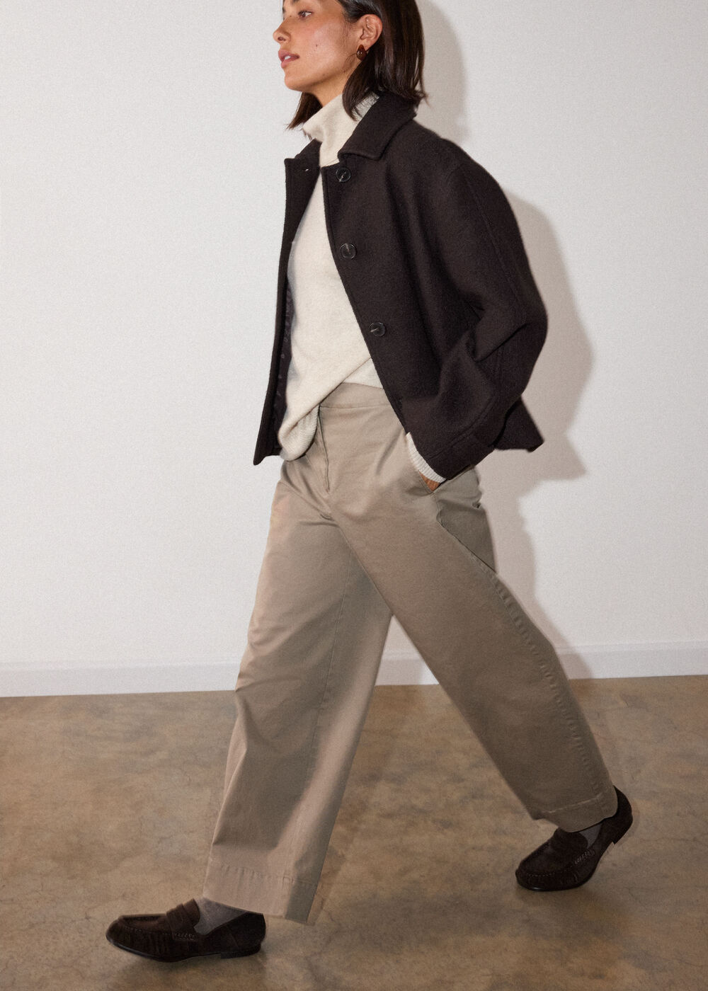 Short Textured Wool Coat