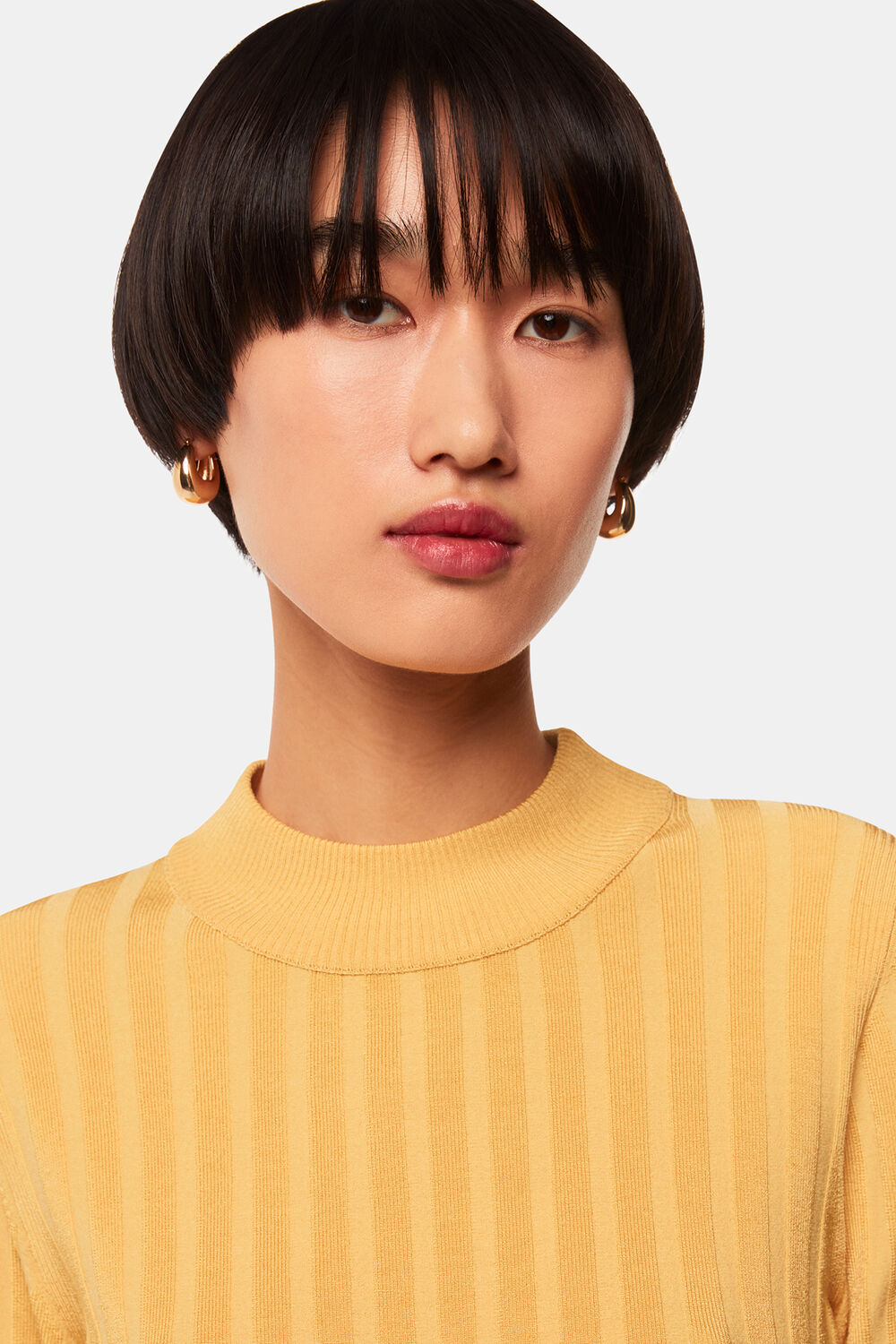 Ribbed Detail Crew Neck Knit