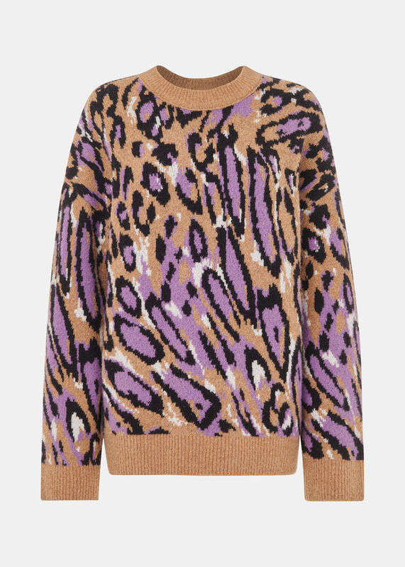 Waving Leopard Jacquard Sweater