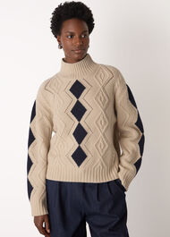 Diamond Cable Wool Detail Knit