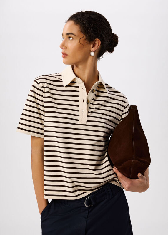 Ivory Short Sleeve Stripe Polo