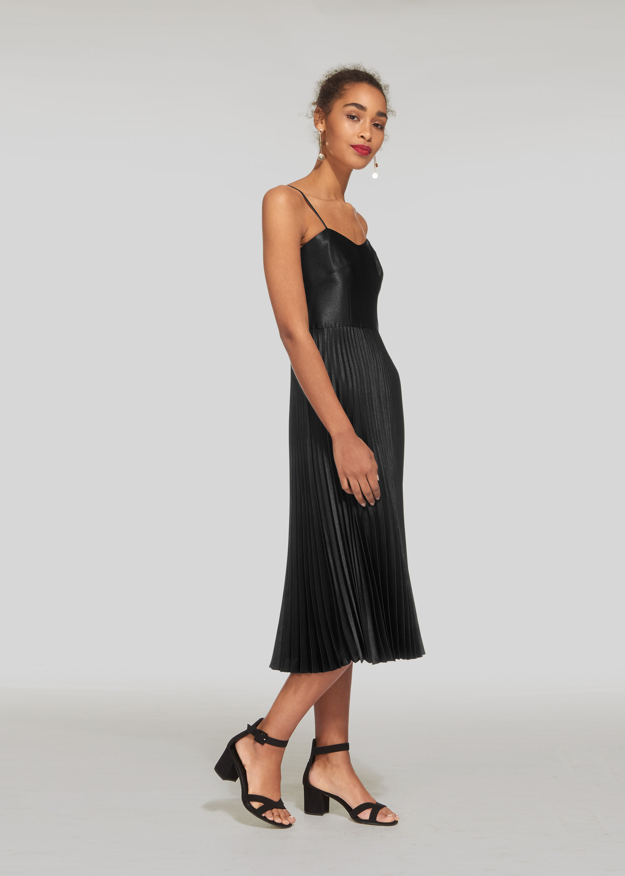 Whistles satin pleated dress clearance