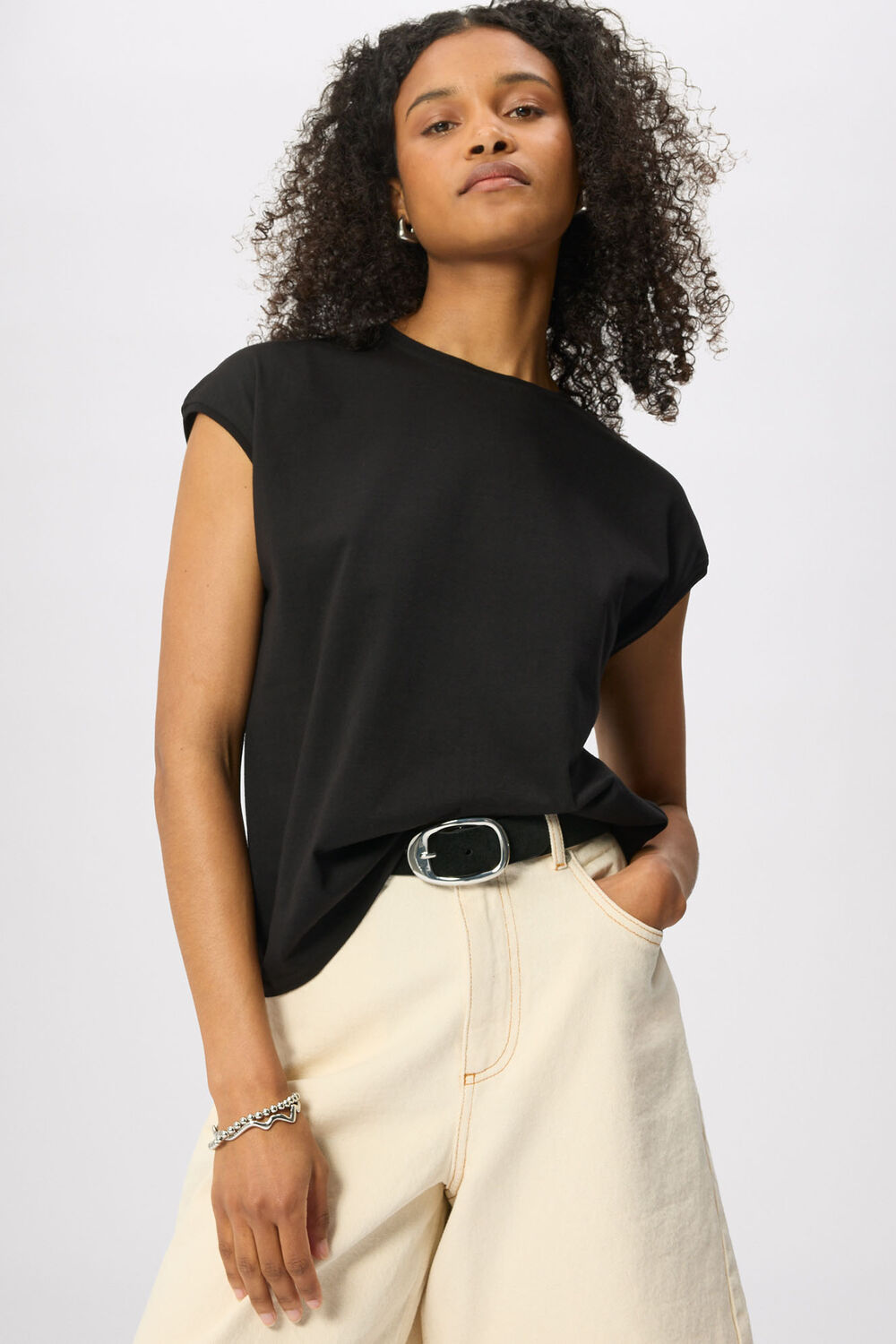 Black Cap Sleeve Tee