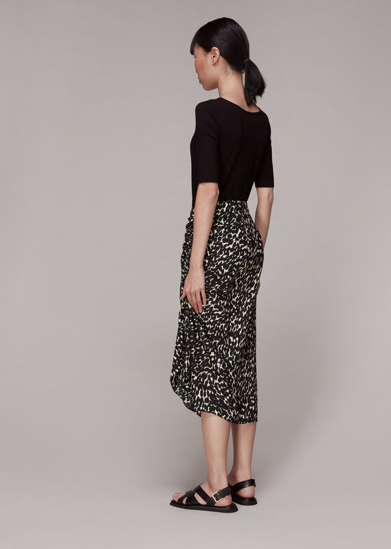 Black Sahara Cat Ruched Skirt