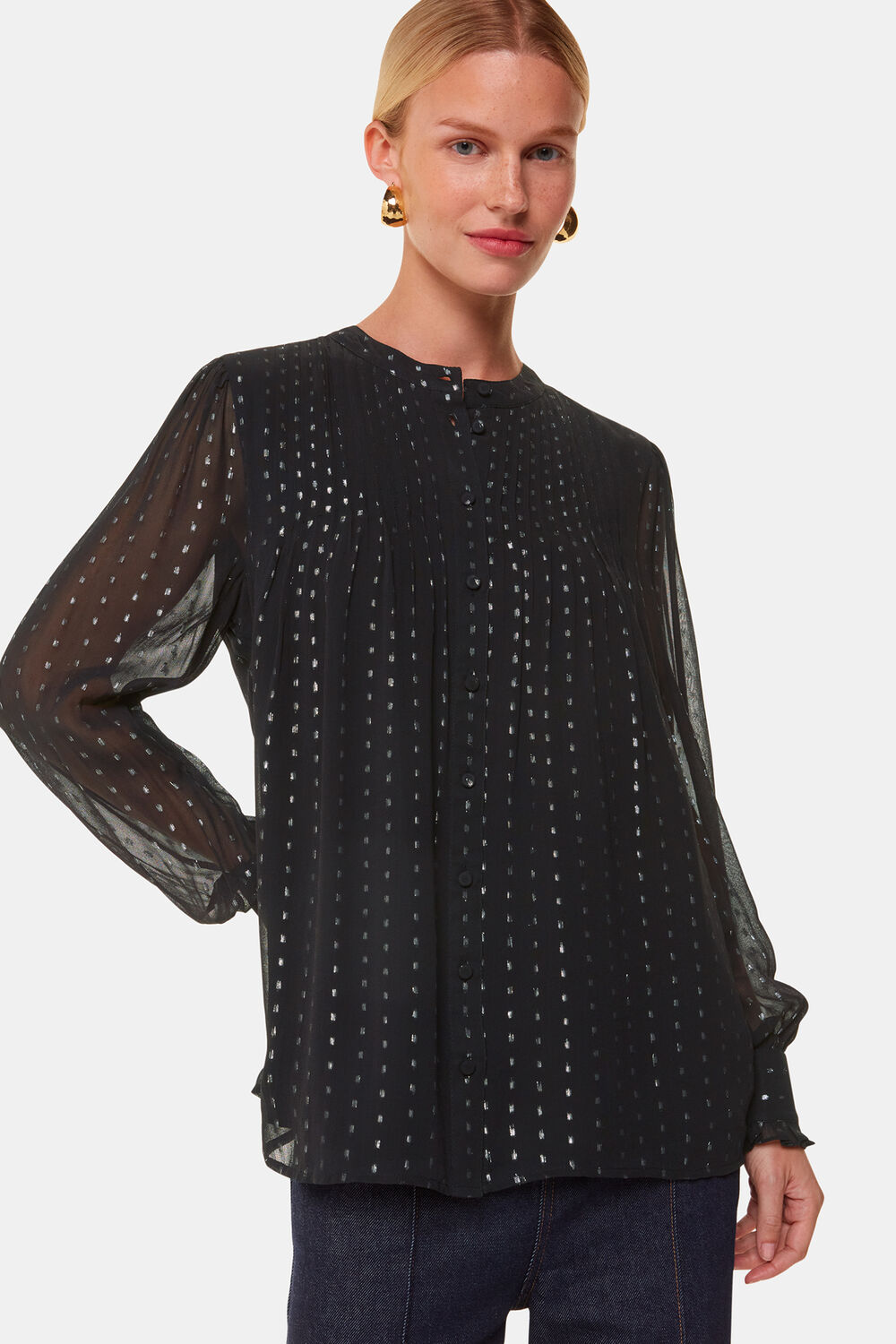 Black Metallic Stripe Shirt
