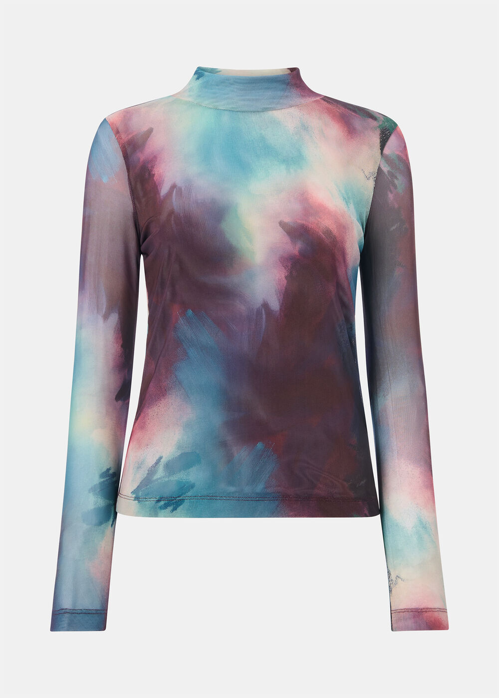Oil Paint Print Mesh Top