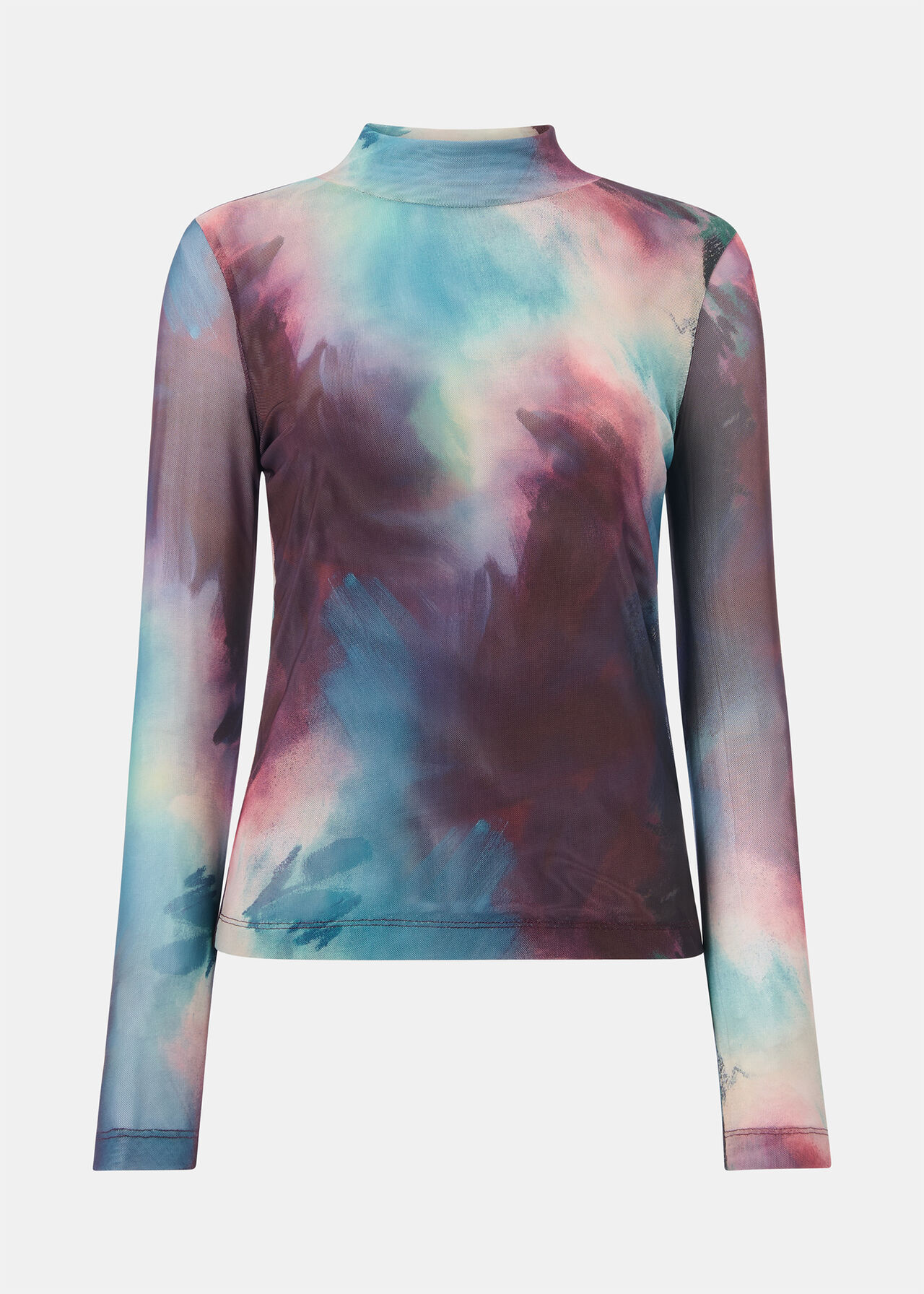 Oil Paint Print Mesh Top