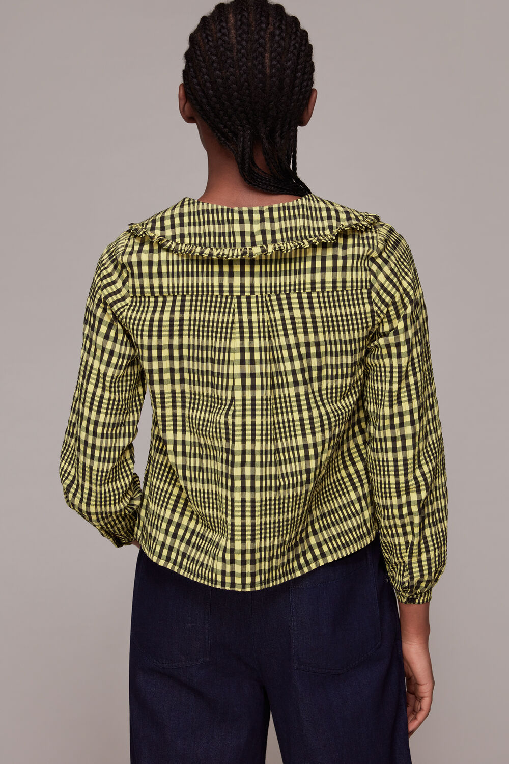 Masie Collar Detail Check Top