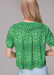 Leopard Petals Collar Top