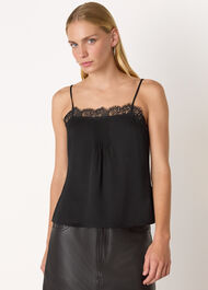 Lace Trim Crepe Cami Top