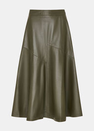 Zig Zag Panel Leather Skirt
