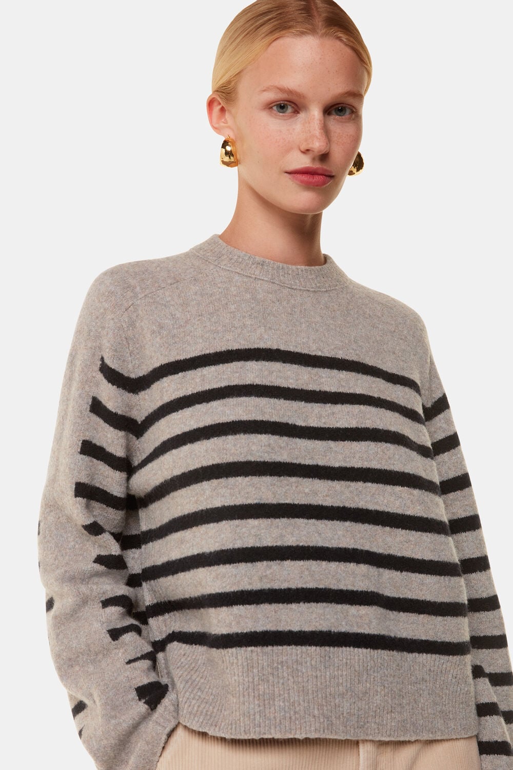 Multicolour Wool Mix Stripe Contrast Sweater