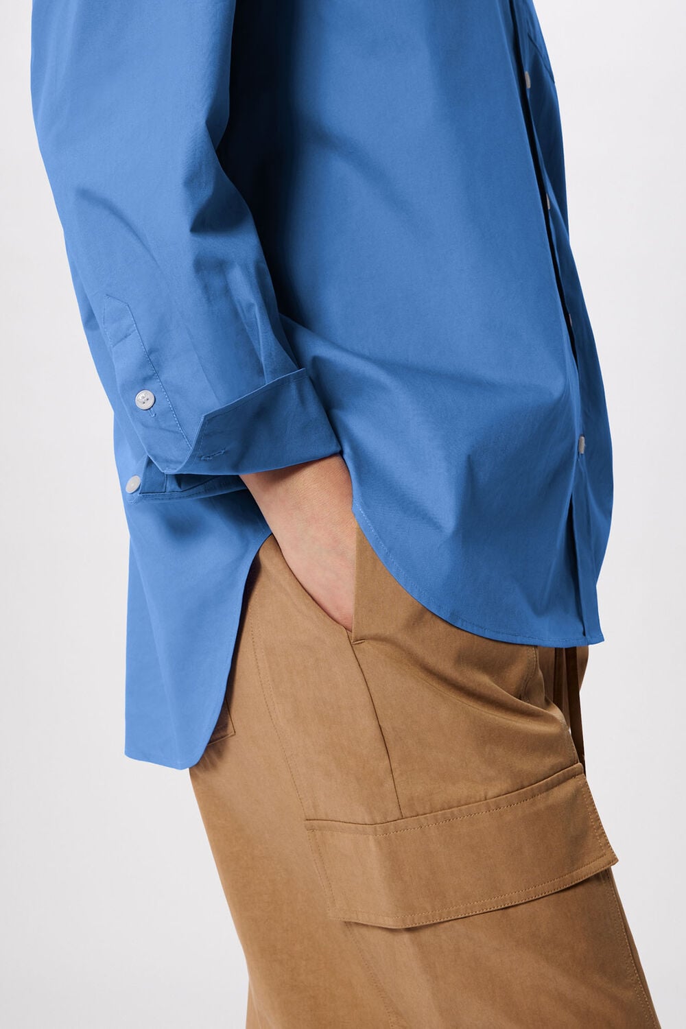 Blue Oversized Cotton Poplin Shirt