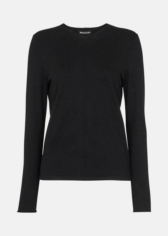 Black Mila V Neck Sweater