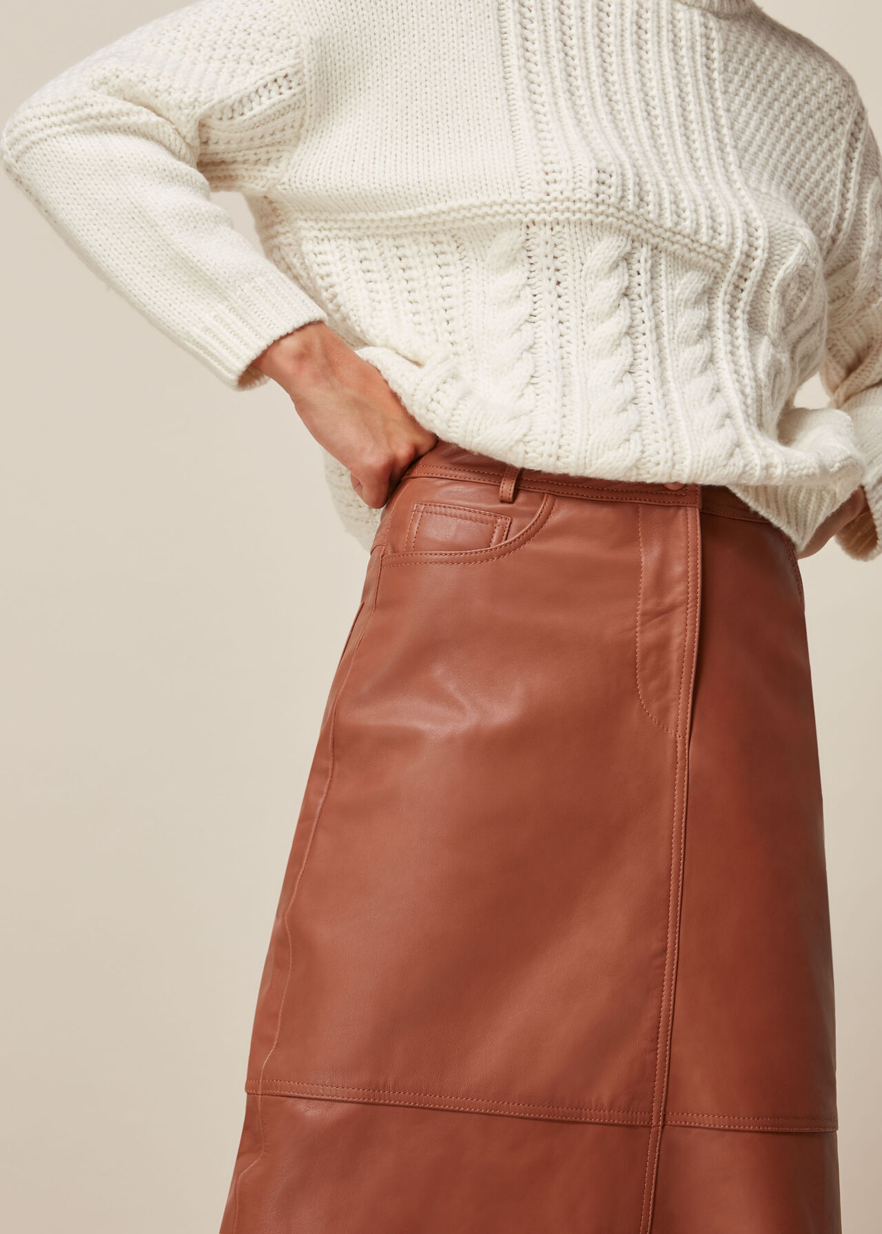 Panelled Leather Skirt