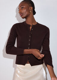 Crew Neck Scarf Cardigan