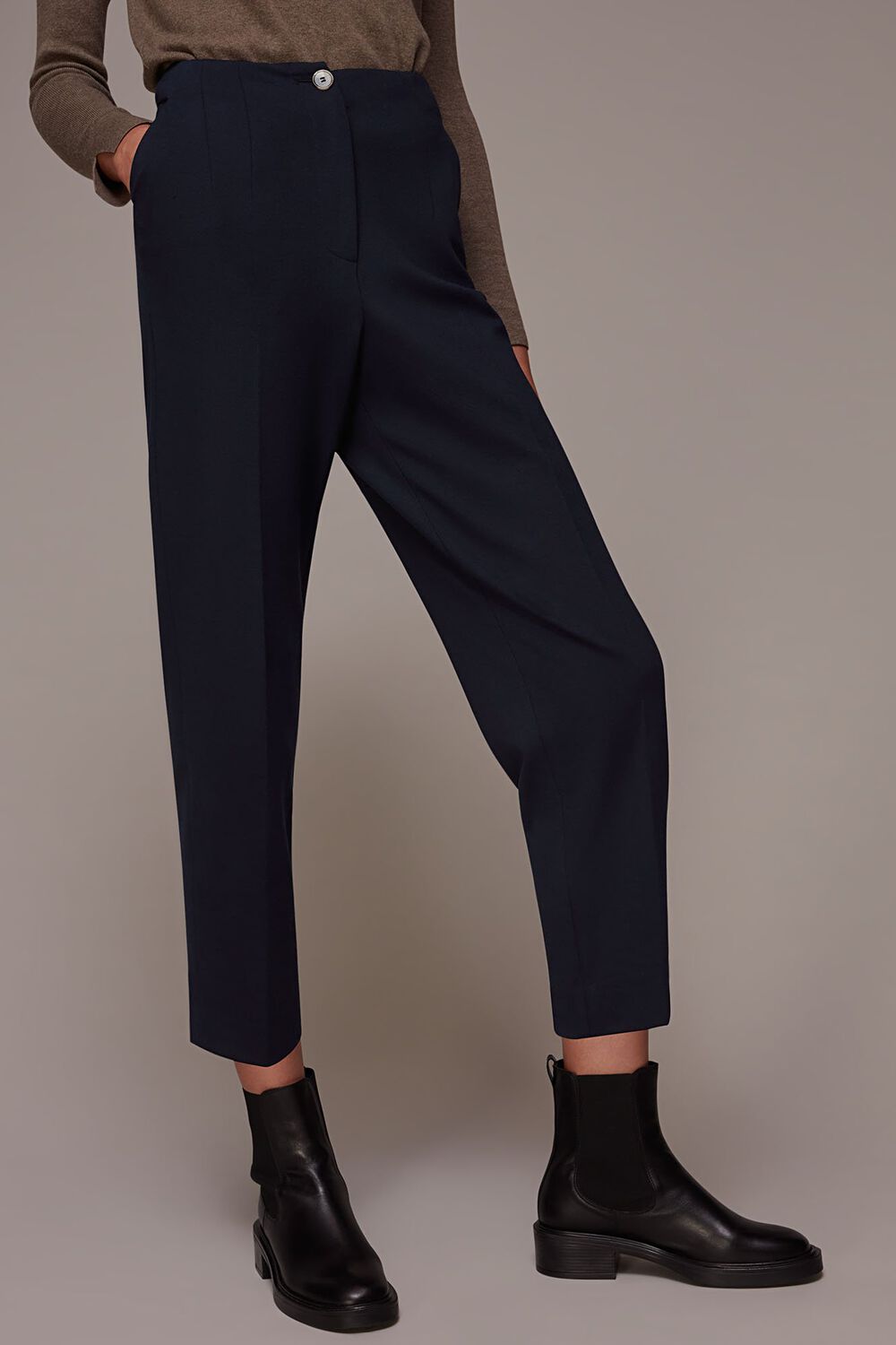 Navy Lila Tapered Ponte Trouser