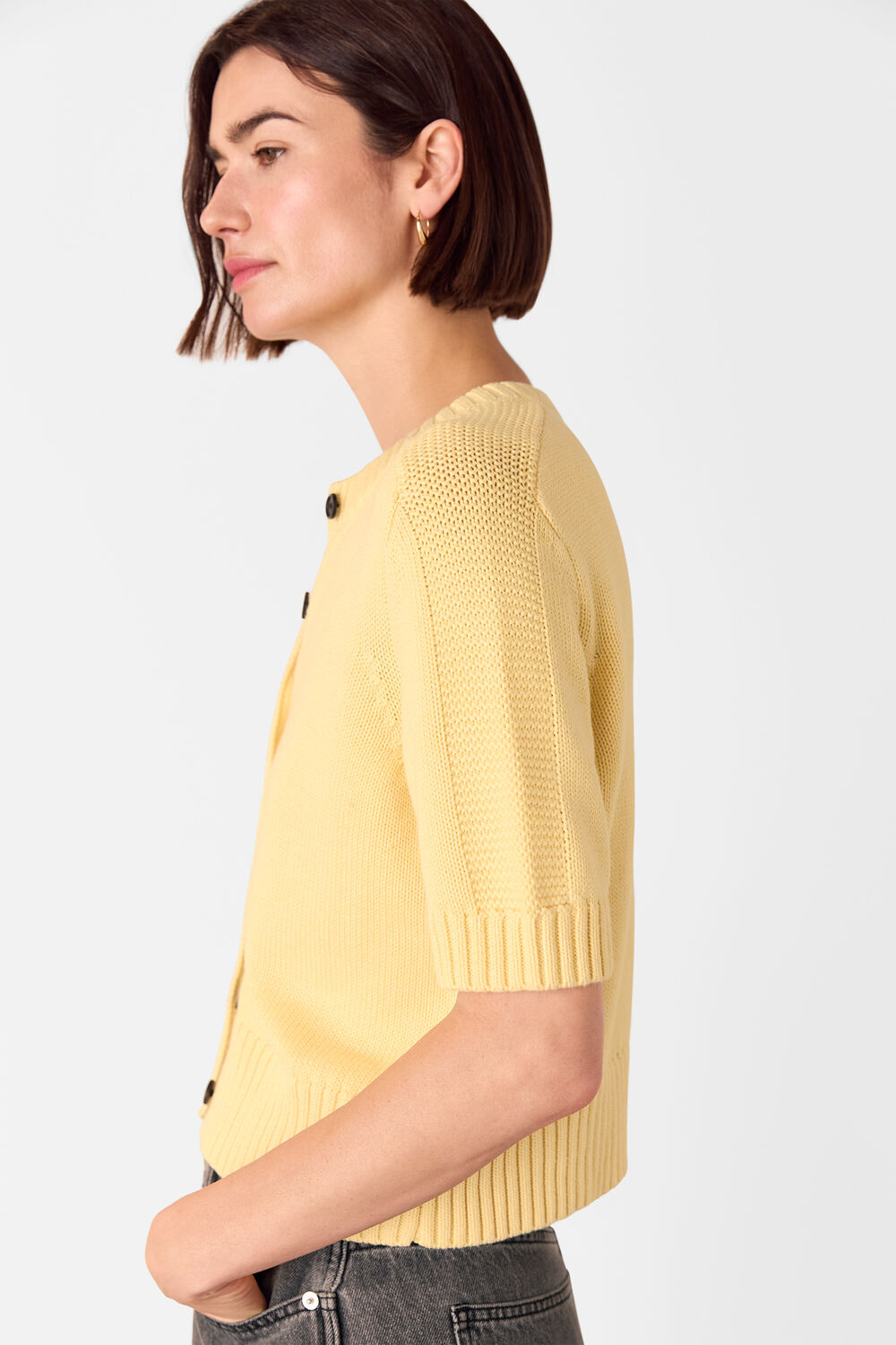 Short Sleeve Button Cardigan
