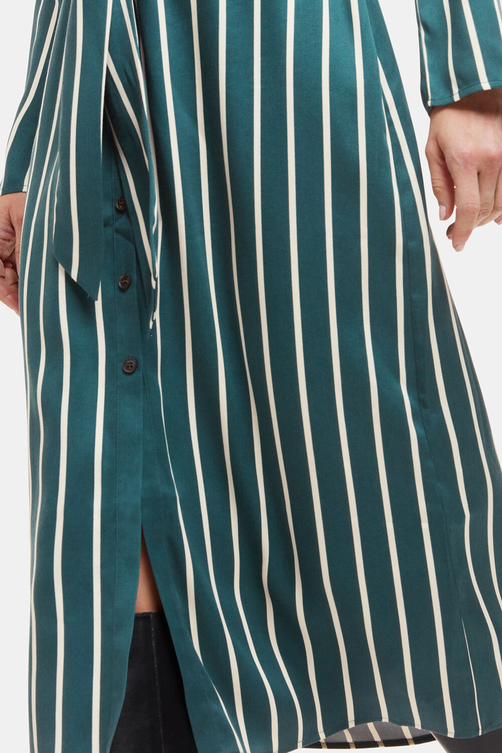 Green Petite Alex Stripe Shirt Dress