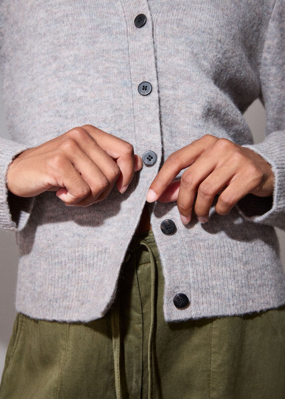 Wool Mix Puff Sleeve Cardigan